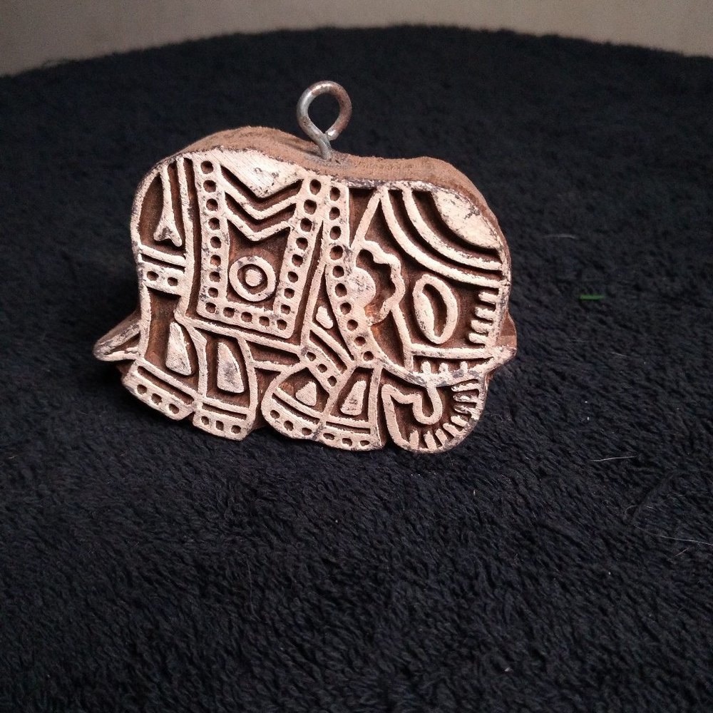 Hand carved elephants of india in wood hand painted window charm hanger